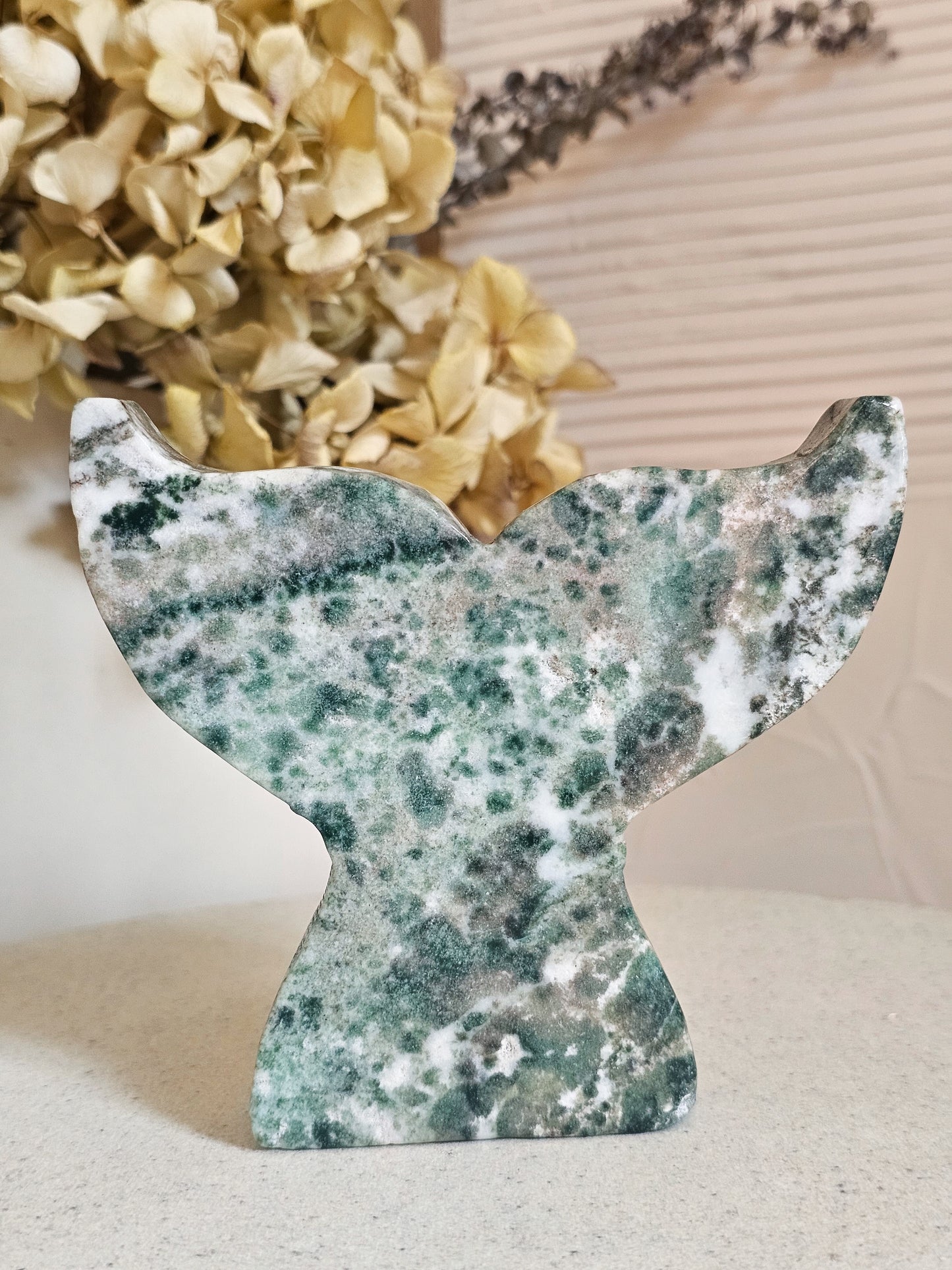 Moss Agate Whale Tail
